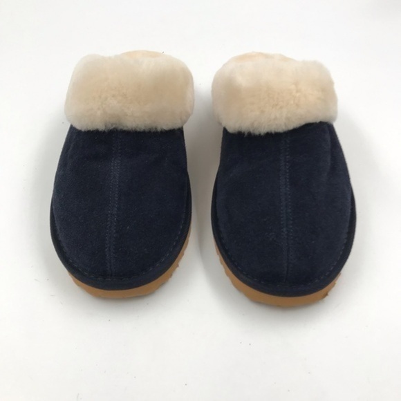 The Vermont Country Store Navy Leather Upper with Australian Shearling Size 10 - Picture 3 of 10